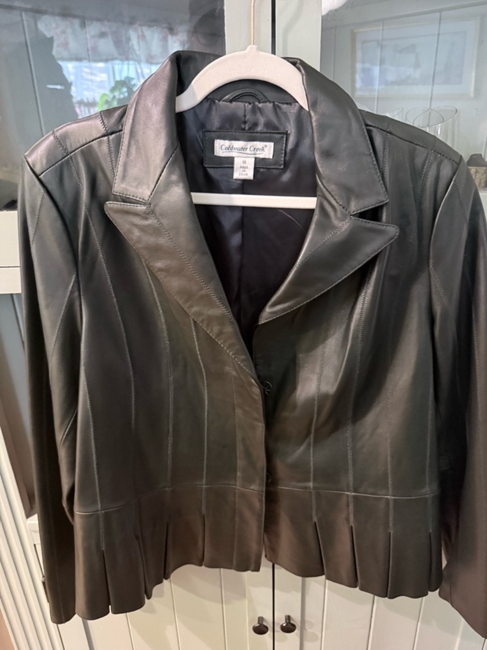 NWOT - Coldwater Creek Women's Green Leather Jacket 16